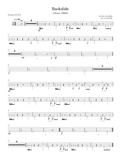 Backslide – Twenty One Pilots (BASS TAB) **CHANGE AUDIO SOURCE**