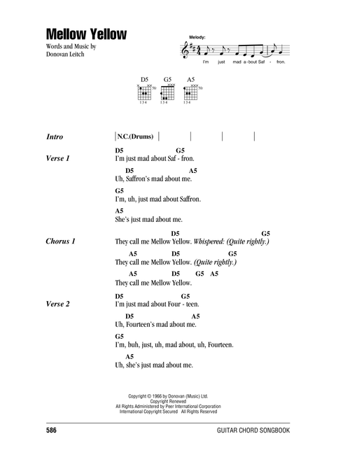 Mellow Yellow - Donovan (Guitar Chords-Lyrics)