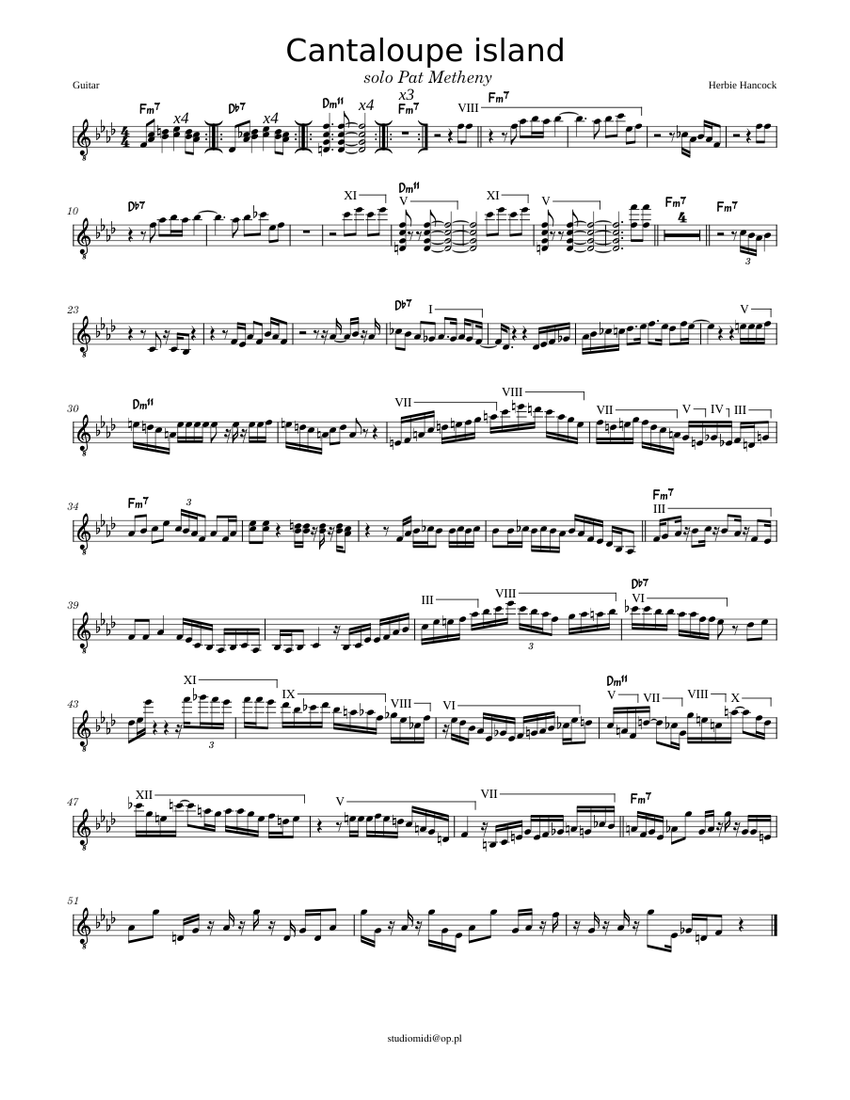 Cantaloupe island + solo Pat Metheny– Herbie Hancock Sheet Music