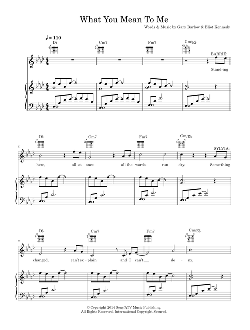What You Mean To Me (from 'Finding Neverland') - Eliot Kennedy, Gary Barlow (Piano-Vocal-Guitar (Piano Accompaniment))