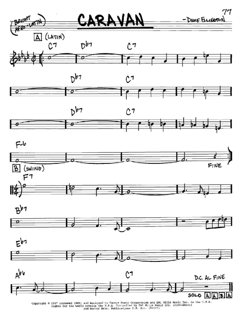 Caravan - Duke Ellington, Ralph Marterie (Real Book - Melody-Chords)