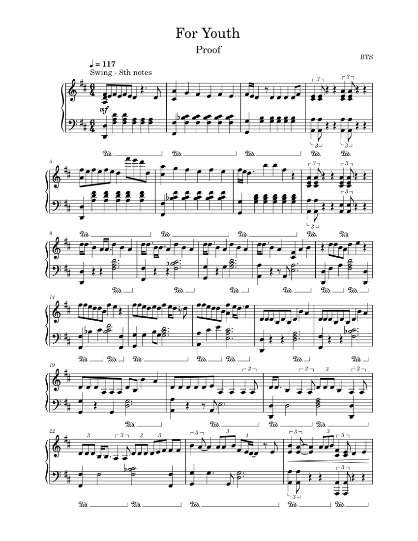 For Youth – BTS Sheet Music for Piano (Solo) | MuseScore.com