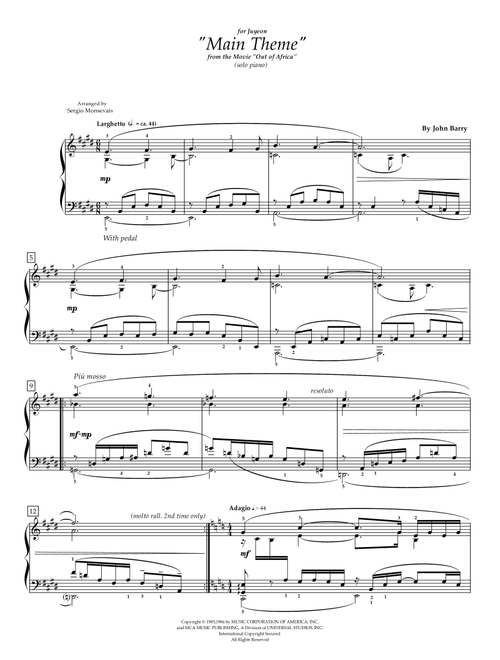 I Had A Farm In Africa (Main Title) (Arr. ElysiumSoundscapes) - John Barry (Piano Solo)