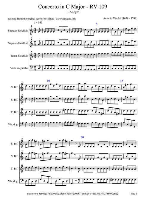 Vivaldi Antonio Concerto in C Major RV 109 1.Allegro