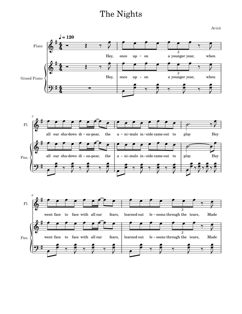 The Nights-Avicii Sheet Music For Piano, Flute (Solo) | Musescore.com