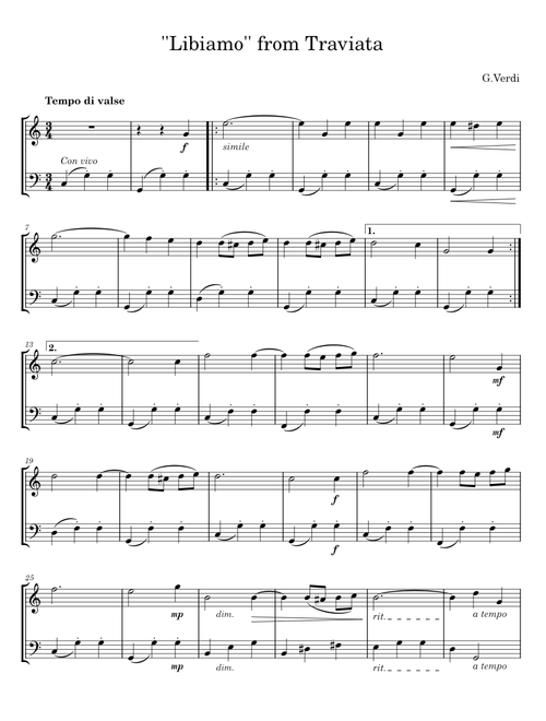 Libiamo from Traviata - G. Verdi