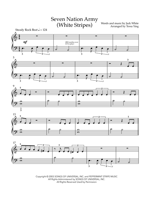 Seven Nation Army (Arr. Tessa Ying) - White Stripes (Easy Piano)