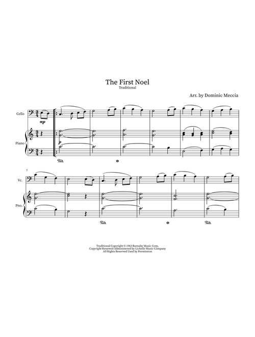 The First Noel (Arr. Dominic Meccia) - Andy Williams (Cello and Piano)