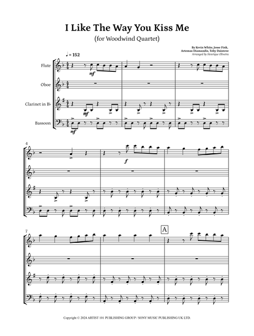 I Like The Way You Kiss Me (Arr. Henrique Oliveira) - Artemas (Woodwind Ensemble)
