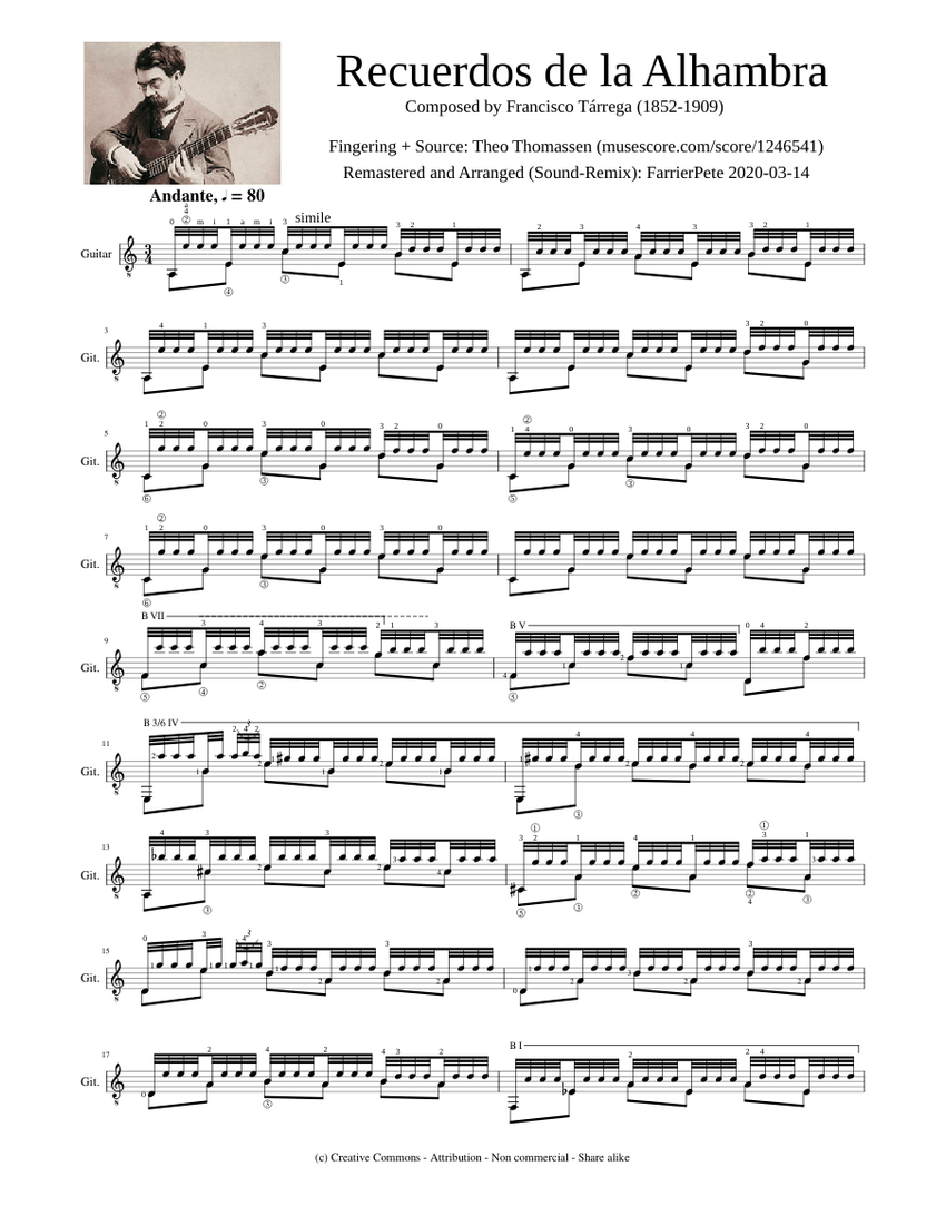Recuerdos_De_La_Alhambra (Remix) Sheet music for Guitar (Solo) | Musescore.com Recuerdos_De_La_Alhambra (Remix)