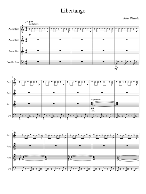 Libertango for Accordion/Bass Quartet