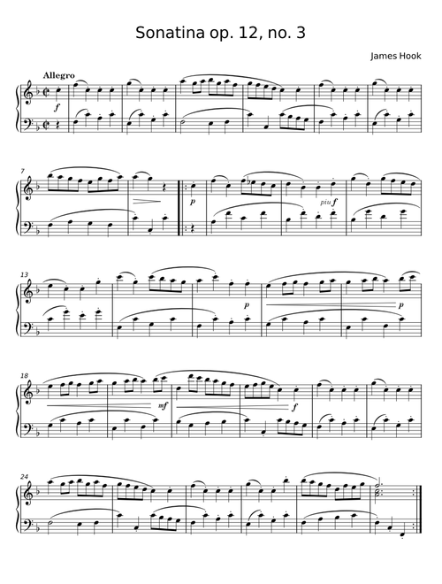Sonatina op. 12, no. 3 - James Hook
