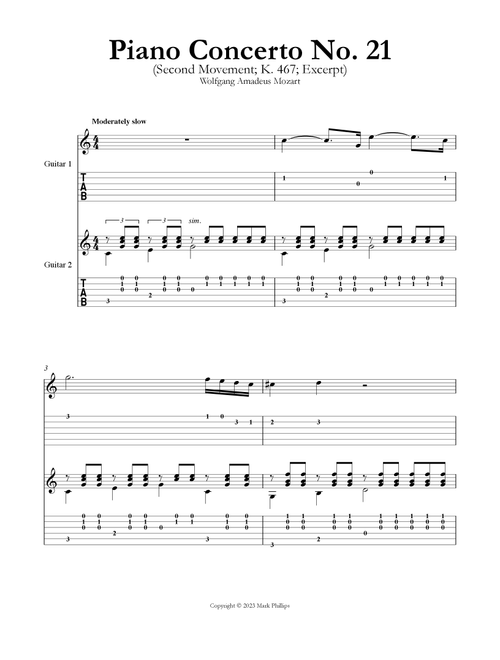 Piano Concerto No. 21 (Second Movement) (Arr. Mark Phillips) - Wolfgang Amadeus Mozart (Instrumental Duet)