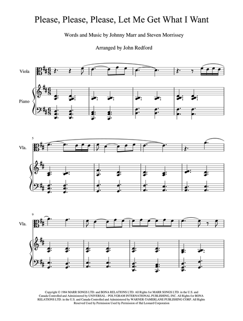 Please, Please, Please, Let Me Get What I Want (Arr. John Redford) - The Smiths (Viola Solo)