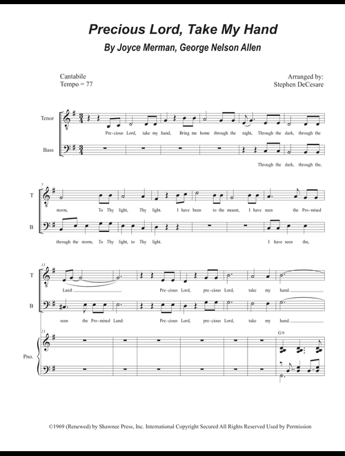 Precious Lord Take My Hand (Arr. Stephen DeCesare) - George Nelson Allen, Joyce Merman (Choral, TB)
