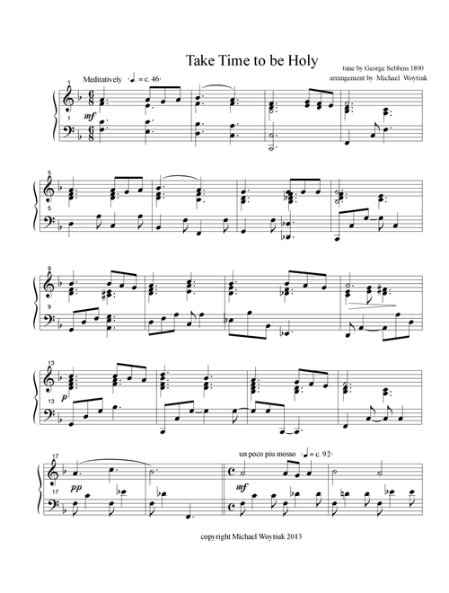 Take Time To Be Holy (Arr. Michael Woytiuk) - George Stebbins 1890 (Piano Solo)