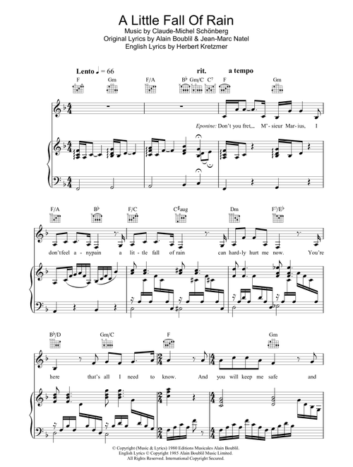 A Little Fall Of Rain - Alain Boublil (Piano-Vocal-Guitar (Piano Accompaniment))