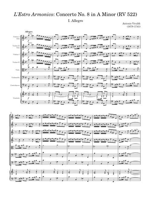 L'Estro Armonico: Concerto No. 8 in A Minor (RV 522): I. Allegro