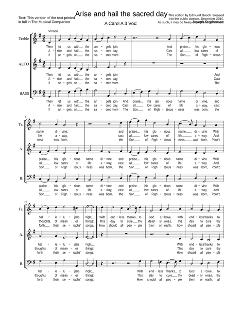 Arise and hail the sacred day - Joseph Stephenson