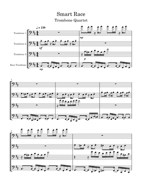 Deltarune: Smart Race (Berdly Fight) - Trombone Quartet