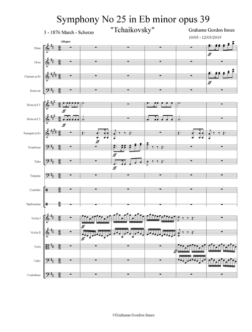 Symphony No 25 in E flat minor "Tchaikovsky" Opus 39 - 3rd Movement (3 of 4) - Score Only - Grahame Gordon Innes (Full Orchestra)