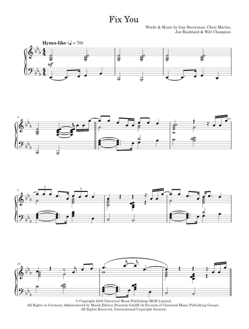Fix You - Coldplay (Piano Solo)
