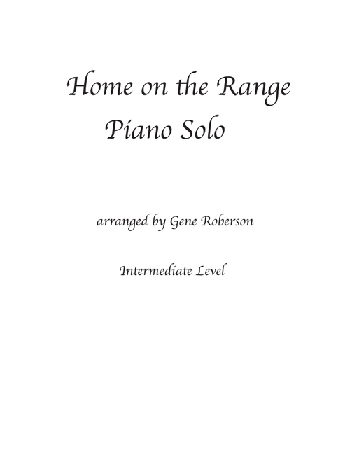 Home on the Range Piano Solo (Arr. Gene Roberson) - American Folk Song (Piano Solo)