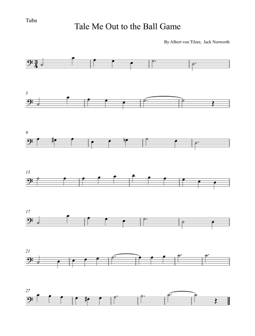 Take Me Out To The Ball Game (Arr. Alex Nunes Rodrigues) - Albert von Tilzer, Jack Norworth (Tuba Solo)