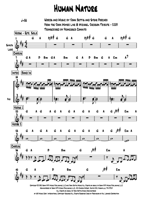 Human Nature (Arr. Francesco Cannito) - Michael Jackson (Piano Solo)