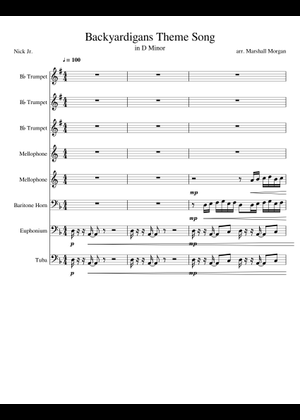 Backyardigans Theme Sheet Music for Tuba, Flute, Saxophone alto ...