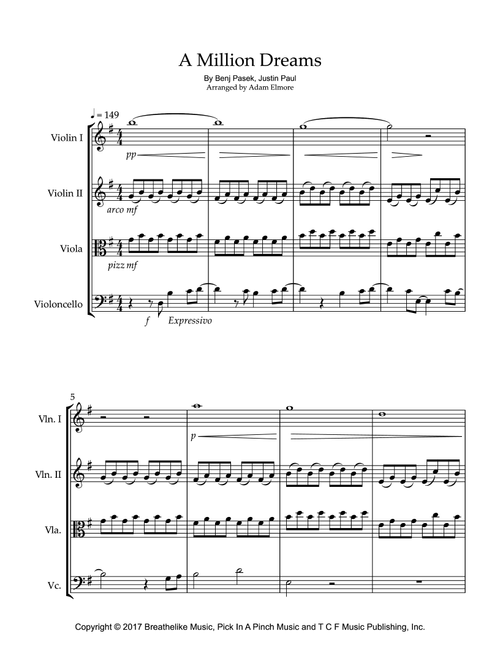 A Million Dreams (Arr. Adam Elmore) - Pink (String Quartet)