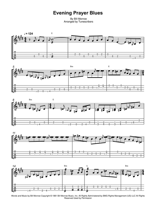 Evening Prayer Blues (Arr. Tunescribers) - Bill Monroe (Mandolin)
