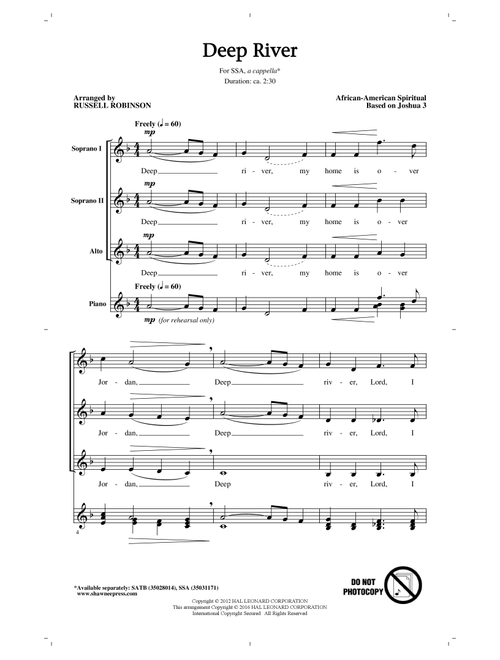 Deep River (Arr. Russell Robinson) (Choral, SSA)