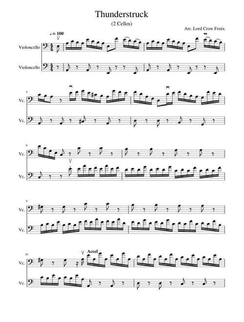 Thunderstruck cello duet