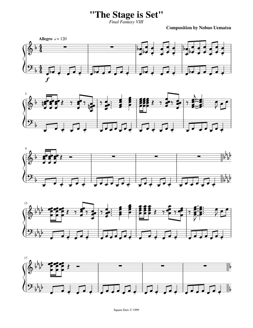 stage is set final fantasy 8 Sheet Music for Piano (Solo