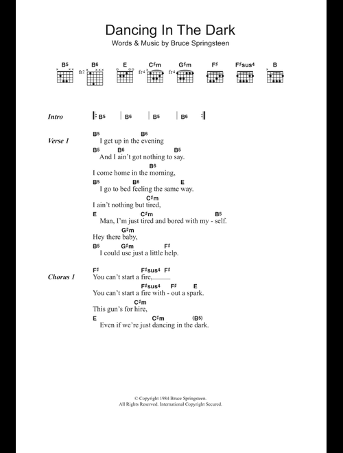 Dancing In The Dark - Bruce Springsteen (Guitar Chords-Lyrics)