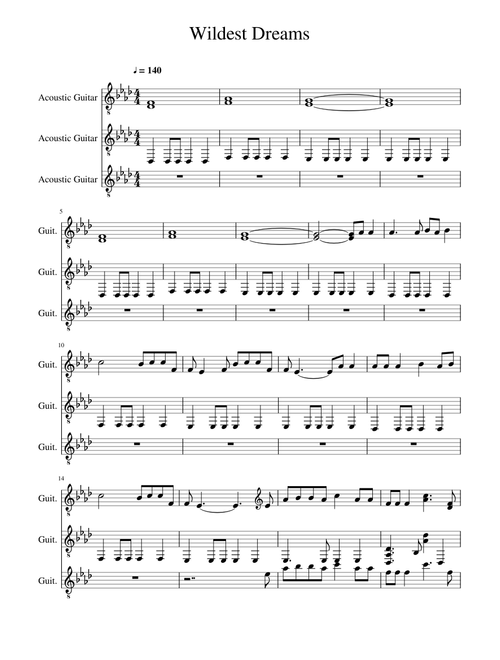 Wildest Dreams - Taylor Swift (Guitar tab)
