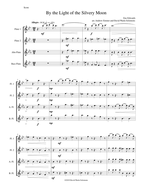 By the light of the silvery moon for flute quartet (Arr. Andrew Emmet, Daviod Warin Solomons) - Gus Edwards (Flute Solo)