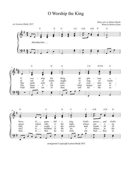 O Worship the King (Arr. Leonora Hardy) - Johann Haydn (Piano Vocal)