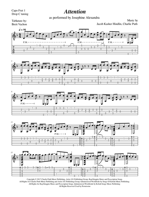 Attention (Arr. Brett Vachon) - Charlie Puth (Solo Guitar)