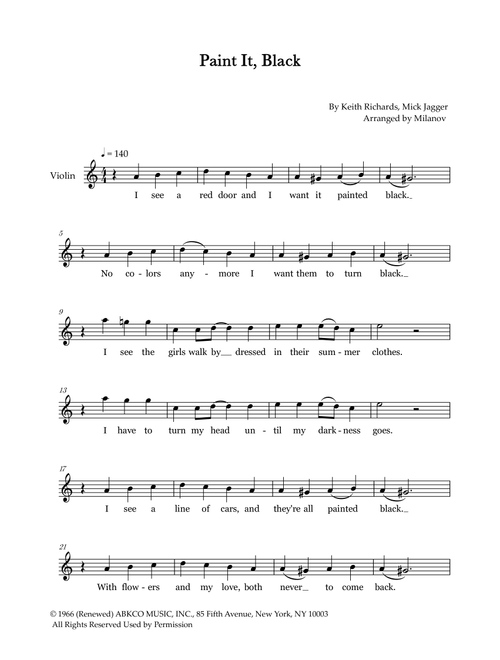 Paint It, Black (Arr. Milanov) - Rolling Stones (Violin Solo)