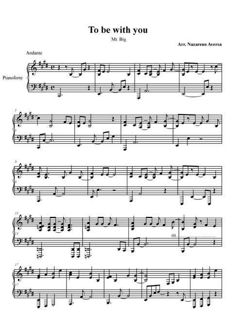 To Be With You (Arr. Nazareno Aversa) - Mr. Big (Piano Solo)