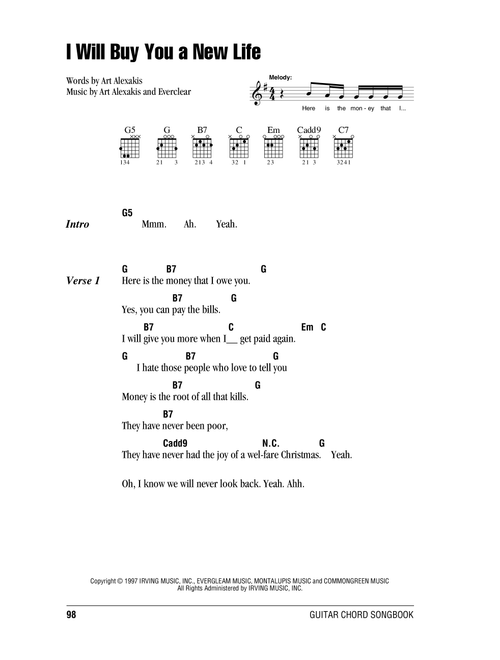 I Will Buy You A New Life - Everclear (Guitar Chords-Lyrics)