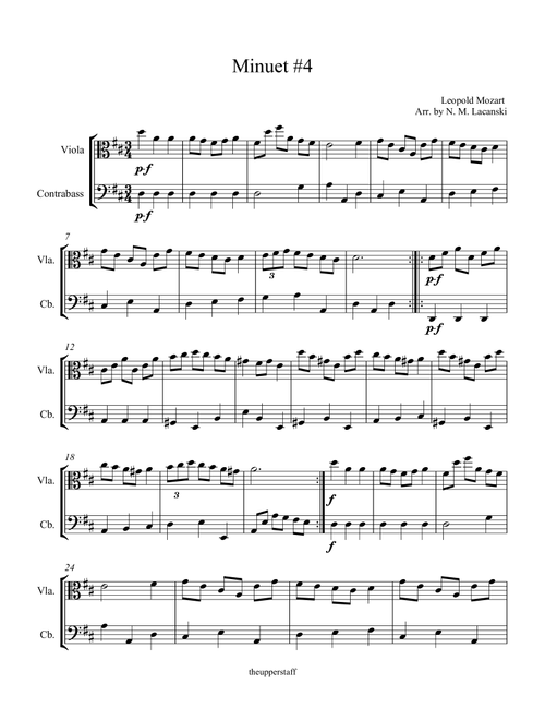 Minuet #4 (Arr. Nick Lacanski) - Mozart, Leopold (Instrumental Duet)