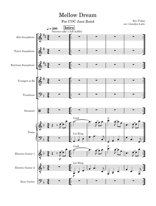Mellow Dream – Ryo Fukui Ryo Fukui Mellow Dreams arranged for COC Jazz Band by Llandyn Lubs