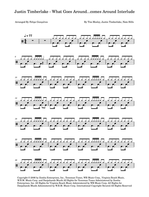 What Goes Around...comes Around Interlude (Arr. Felipe Gonçalves) - Justin Timberlake (Drums)