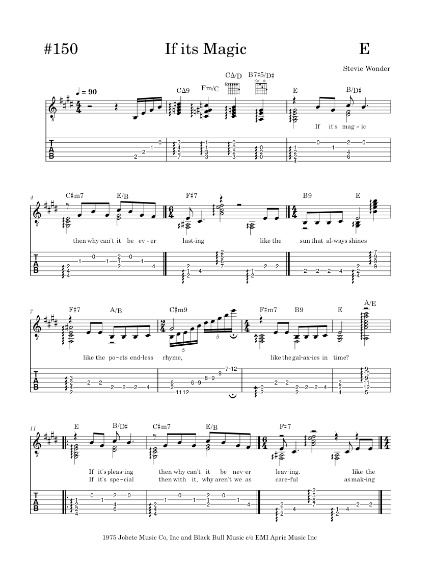 If its magic stevie wonder sheet music for guitar solo musescore