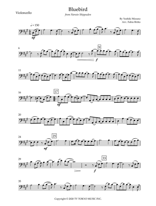 Ikimono Gakari's Blue Bird (Arr. Fabio Britto) - Yoshiki Mizuno (Cello Solo)