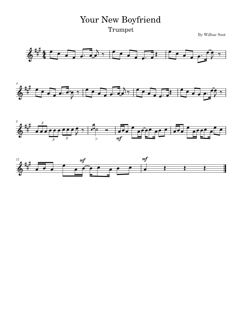 Your New Boyfriend Wilbur Soot Sheet music for Trumpet in bflat (Solo)