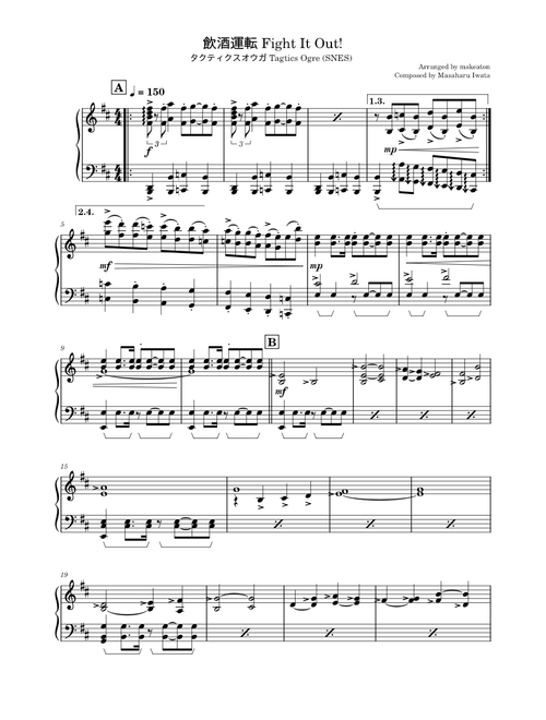 104 SNES SFC sheet music by mskeaton | Play, print, and download